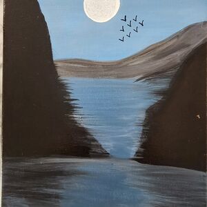 Serene Blue and Black Landscape Art